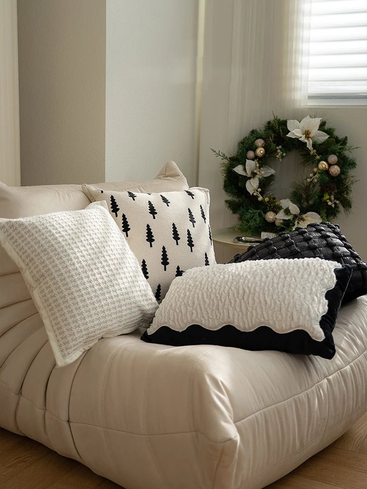 Light Luxury Black and White Jacquard Cushion Covers - Julia M LifeStyles