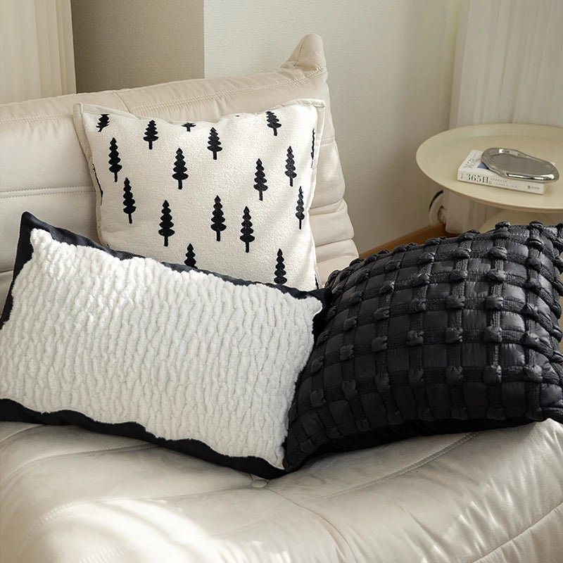 Light Luxury Black and White Jacquard Cushion Covers - Julia M LifeStyles