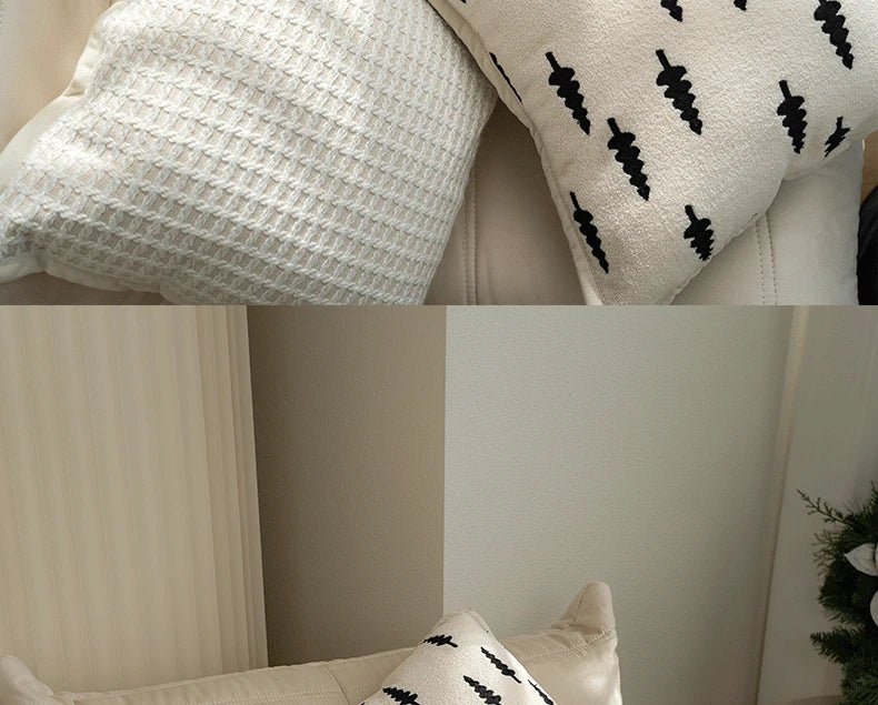 Light Luxury Black and White Jacquard Cushion Covers - Julia M LifeStyles