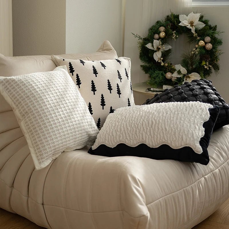 Light Luxury Black and White Jacquard Cushion Covers - Julia M LifeStyles