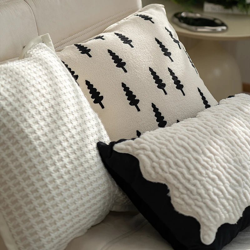 Light Luxury Black and White Jacquard Cushion Covers - Julia M LifeStyles