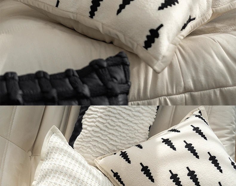 Light Luxury Black and White Jacquard Cushion Covers - Julia M LifeStyles