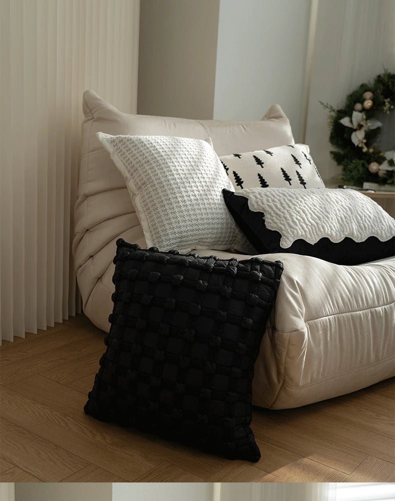 Light Luxury Black and White Jacquard Cushion Covers - Julia M LifeStyles