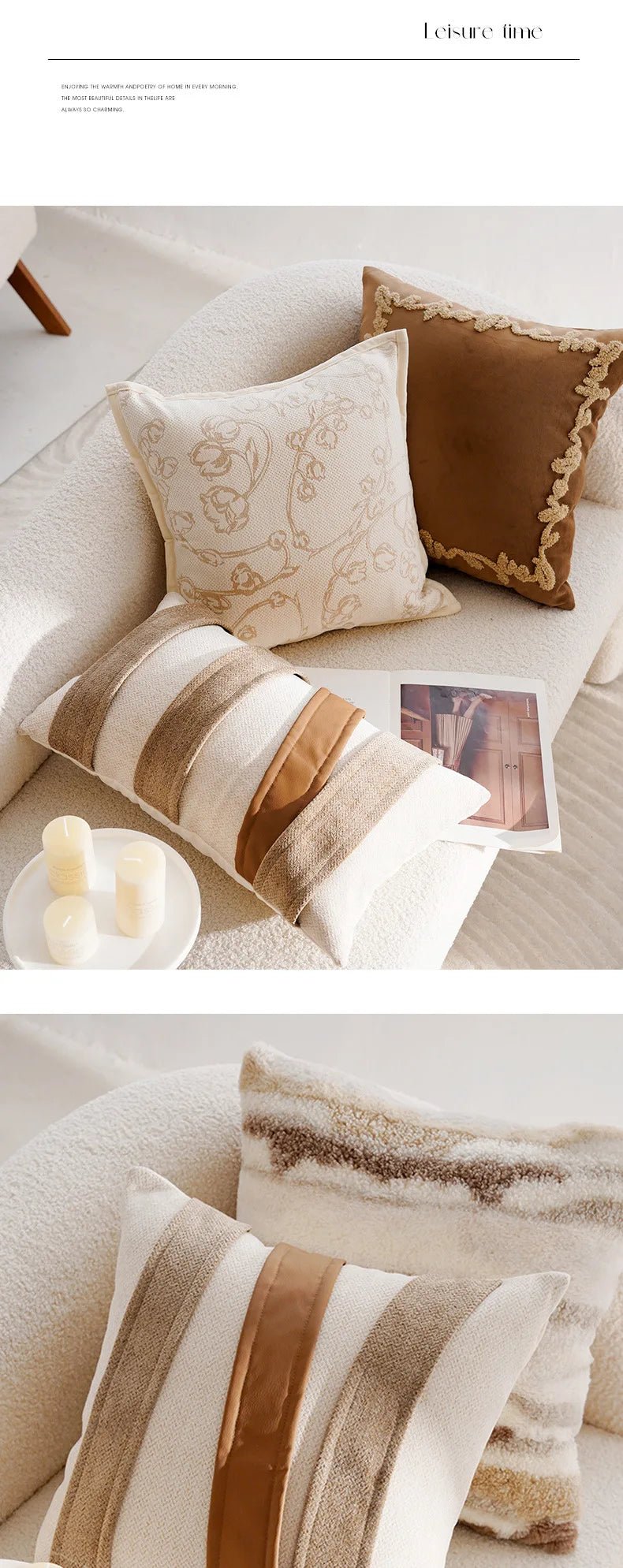 Light Luxury Brown Throw Pillow Cover - Decorative Cushion for Home - Julia M LifeStyles