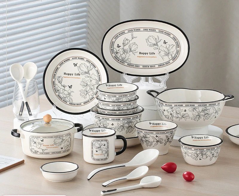 Light Luxury Ceramic Tableware Set, Dishes, Faces Bowls, Circular, Thickened, Upscale Household Manufacturers, Wholesale - Julia M LifeStyles