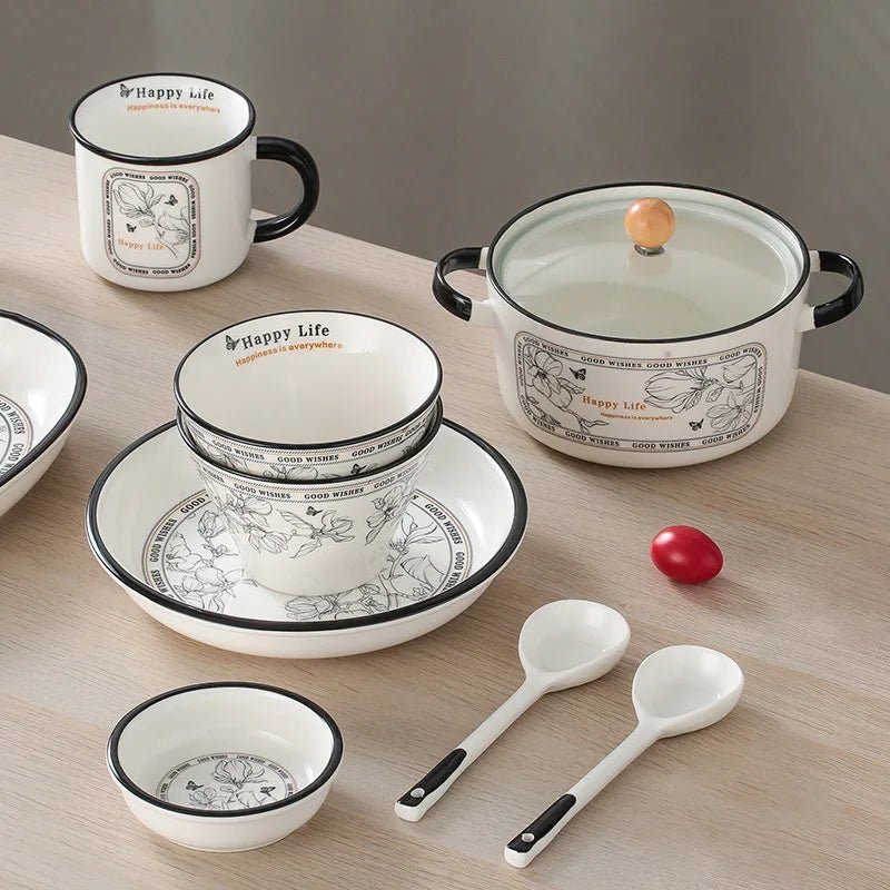 Light Luxury Ceramic Tableware Set, Dishes, Faces Bowls, Circular, Thickened, Upscale Household Manufacturers, Wholesale - Julia M LifeStyles