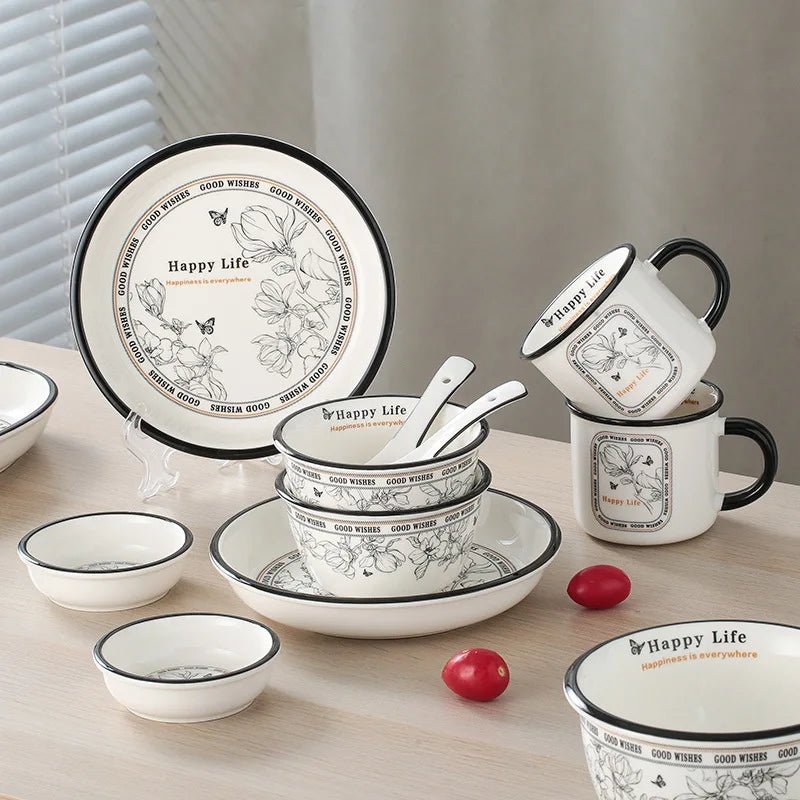 Light Luxury Ceramic Tableware Set, Dishes, Faces Bowls, Circular, Thickened, Upscale Household Manufacturers, Wholesale - Julia M LifeStyles