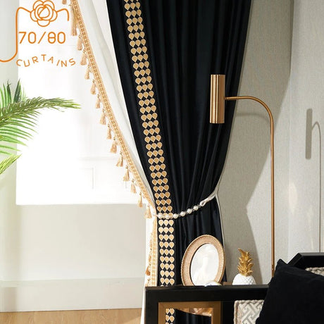 Light Luxury Mix and Match Black Blackout Velvet Curtains - Julia M LifeStyles