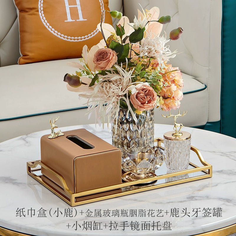 Living Room Good-looking Paper Extraction Box Ornamental Flower Candy Plate Suit Modern Entry Lux Style Dining Table Tissue Storage Box - Julia M LifeStyles