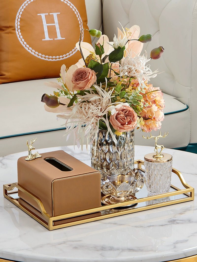 Living Room Good-looking Paper Extraction Box Ornamental Flower Candy Plate Suit Modern Entry Lux Style Dining Table Tissue Storage Box - Julia M LifeStyles