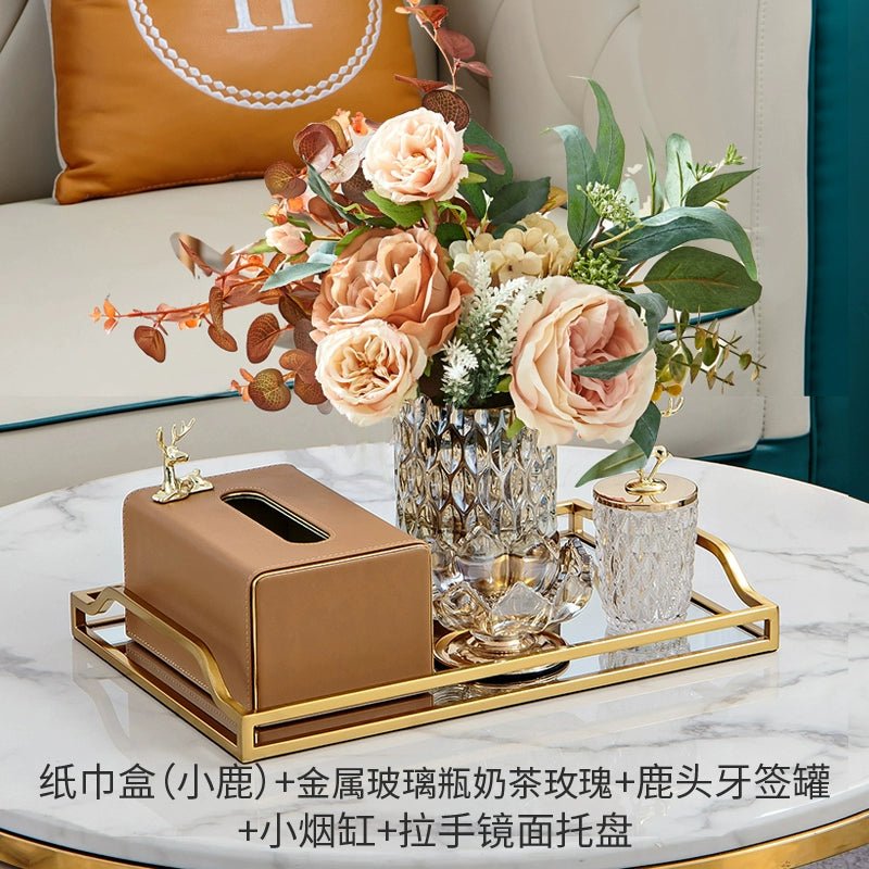 Living Room Good-looking Paper Extraction Box Ornamental Flower Candy Plate Suit Modern Entry Lux Style Dining Table Tissue Storage Box - Julia M LifeStyles