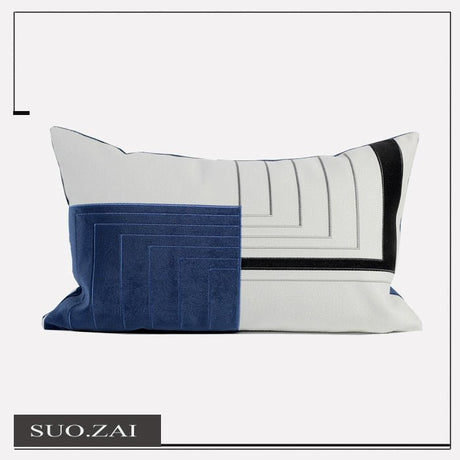 Living Room Minimalist Sofa Living Room Blue Pillow Cover High - End Affordable Luxury Model Room Bedside Soft Upholstery Hotel Pillow - Julia M LifeStyles