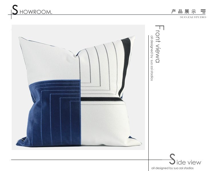 Pillow Cover Accessible Luxury Modern Minimalist Sofa Model Room Ins Lumbar Pillow Cushion B & B Designer Blue - Julia M LifeStyles