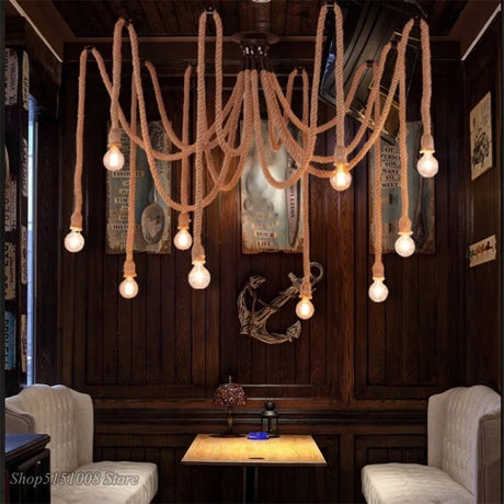 Loft Vintage Hemp Rope Pendant Lamp - Julia M LifeStyles