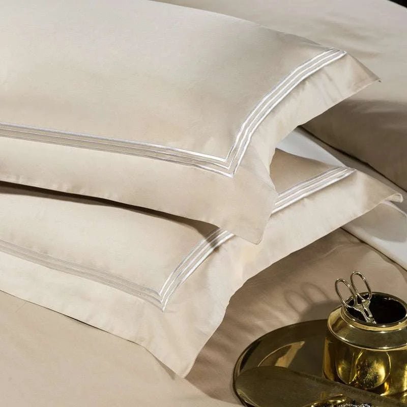 Luxurious Egyptian Cotton Embroidered Duvet Cover Set - 4pcs Queen/King Size - Julia M LifeStyles