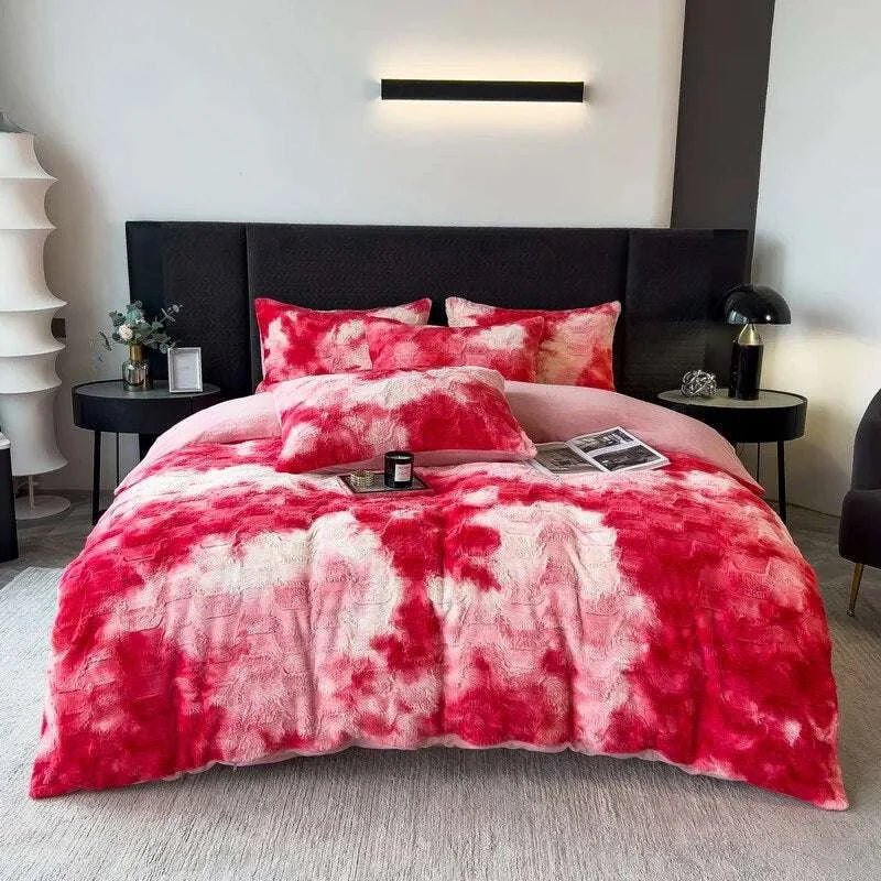 Luxurious Gradient Faux Rabbit Fur Velvet Bedding Set - Julia M LifeStyles