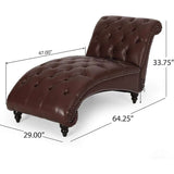 Luxurious Leather Chaise Longue with Curved Design & Rolling Chair Backrest - Julia M LifeStyles