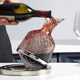 Luxury 360° Rotating Crystal Glass Decanter & Tumbler Set - 1500ml Wine Dispenser - Julia M LifeStyles