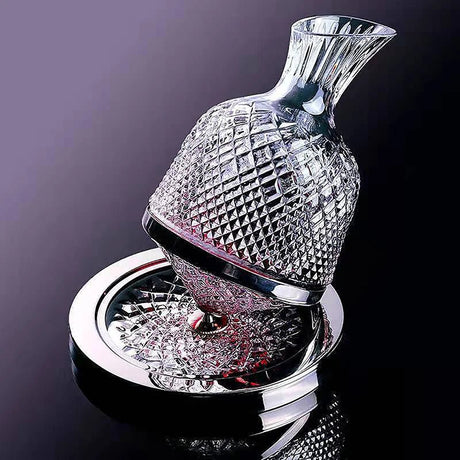 Luxury 360° Rotating Crystal Glass Decanter & Tumbler Set - 1500ml Wine Dispenser - Julia M LifeStyles