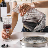 Luxury 360° Rotating Crystal Glass Decanter & Tumbler Set - 1500ml Wine Dispenser - Julia M LifeStyles