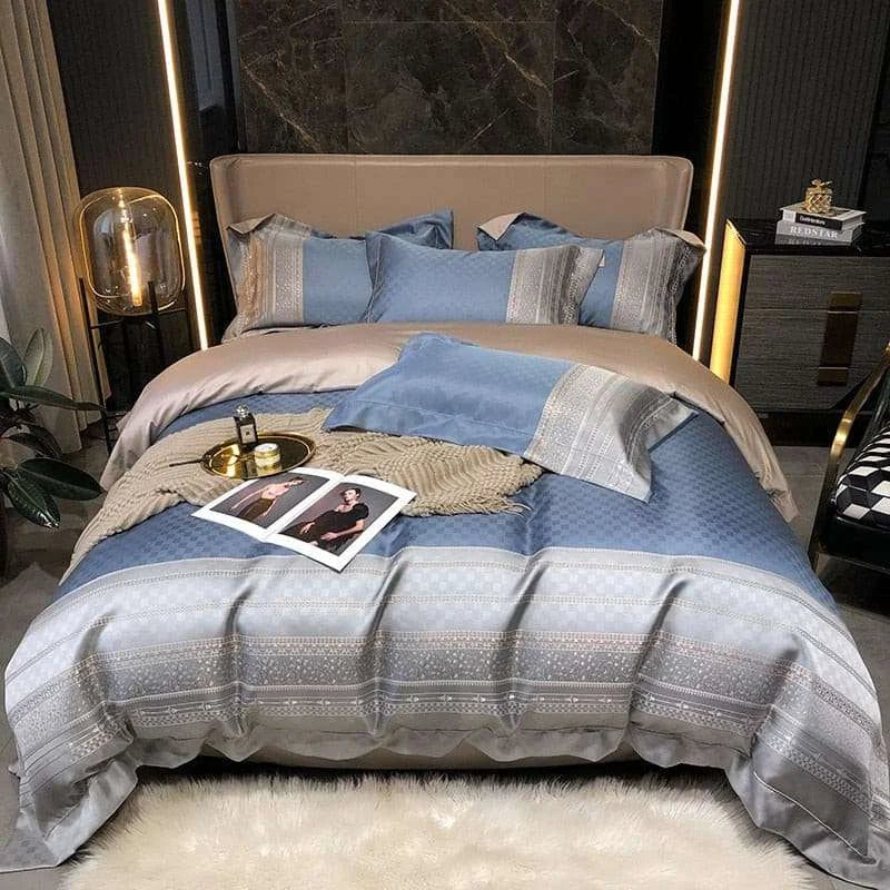 Luxury Black Gold Egyptian Cotton Jacquard Bedding Set - Ultimate Comfort & Style Duvet cover set Julia M Home & Kitchen   