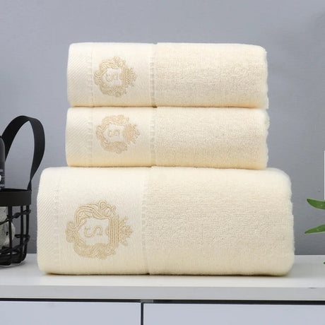 Luxury Cotton Towel Set - 2 Hand & Face Towels, 1 Big Bath Towel - Julia M LifeStyles