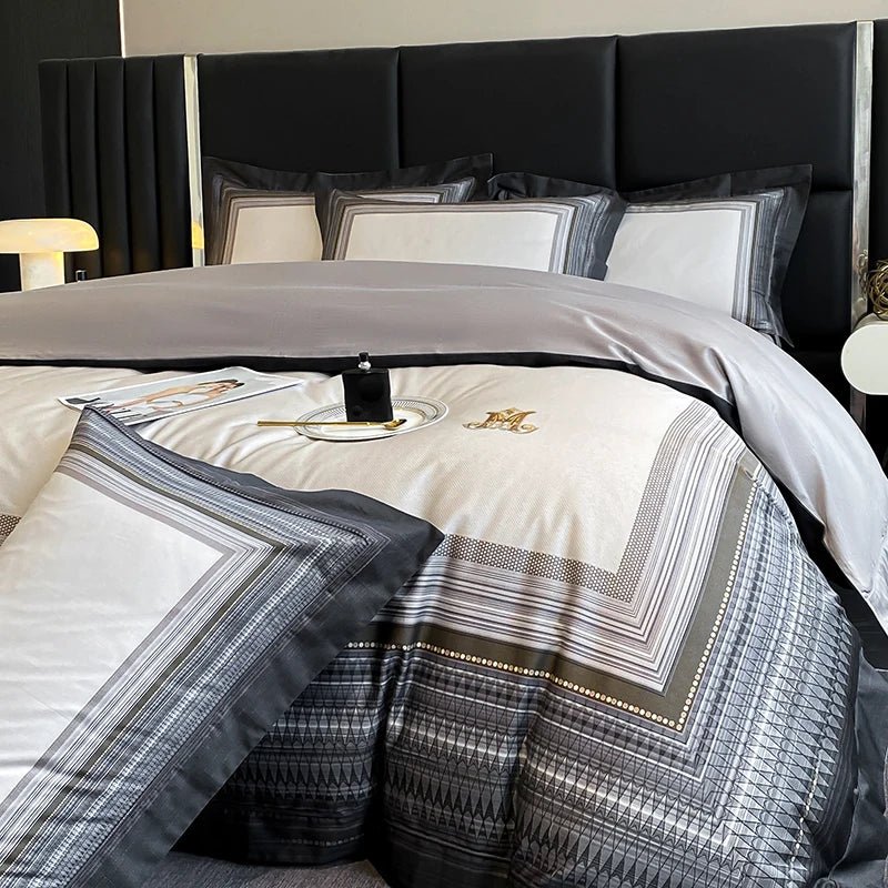 Luxury Digital Printed Cotton Bedding Set with Duvet Cover, Fitted Sheet & Pillowcases - Julia M LifeStyles