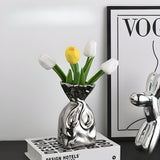 Luxury Electroplated Silver Vase - Nordic Style Ceramic Floral Container - Julia M LifeStyles