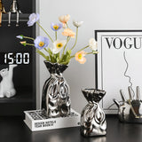 Luxury Electroplated Silver Vase - Nordic Style Ceramic Floral Container - Julia M LifeStyles