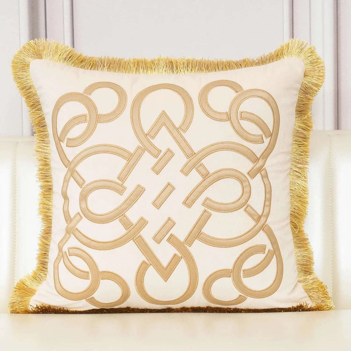 Luxury Embroidered Velvet Cushion Cover with Tassel - Julia M LifeStyles