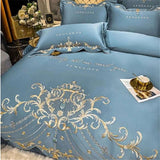 Luxury Gold Royal Embroidery Satin Duvet Cover Set - Julia M LifeStyles