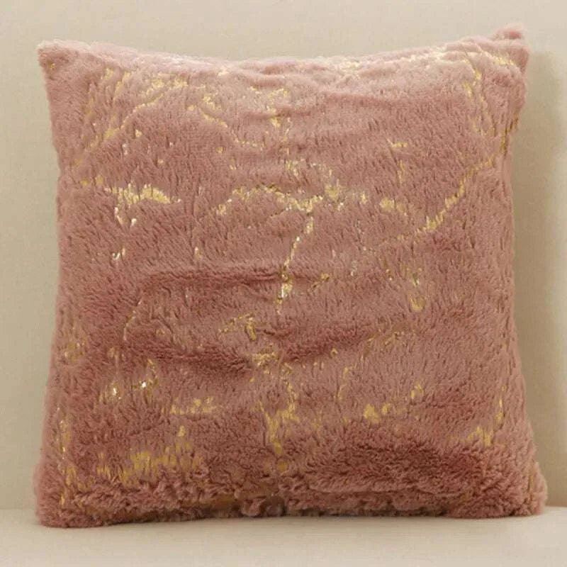 Luxury Golden Plush Fur Cushion Cover - Julia M LifeStyles