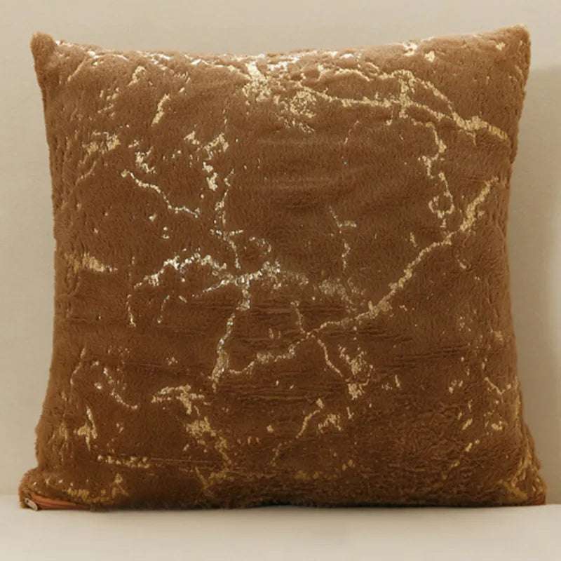 Luxury Golden Plush Fur Cushion Cover - Julia M LifeStyles