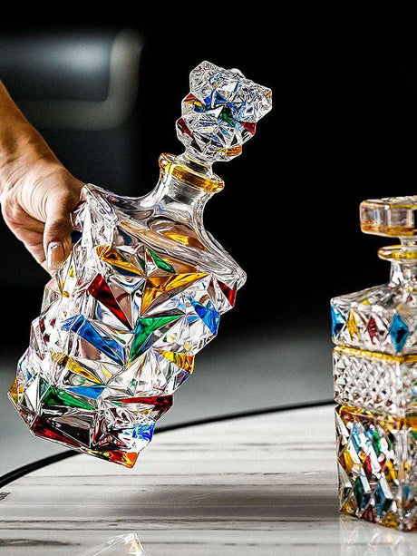 Luxury Hand - Painted Crystal Wine Decanter Set - Julia M LifeStyles