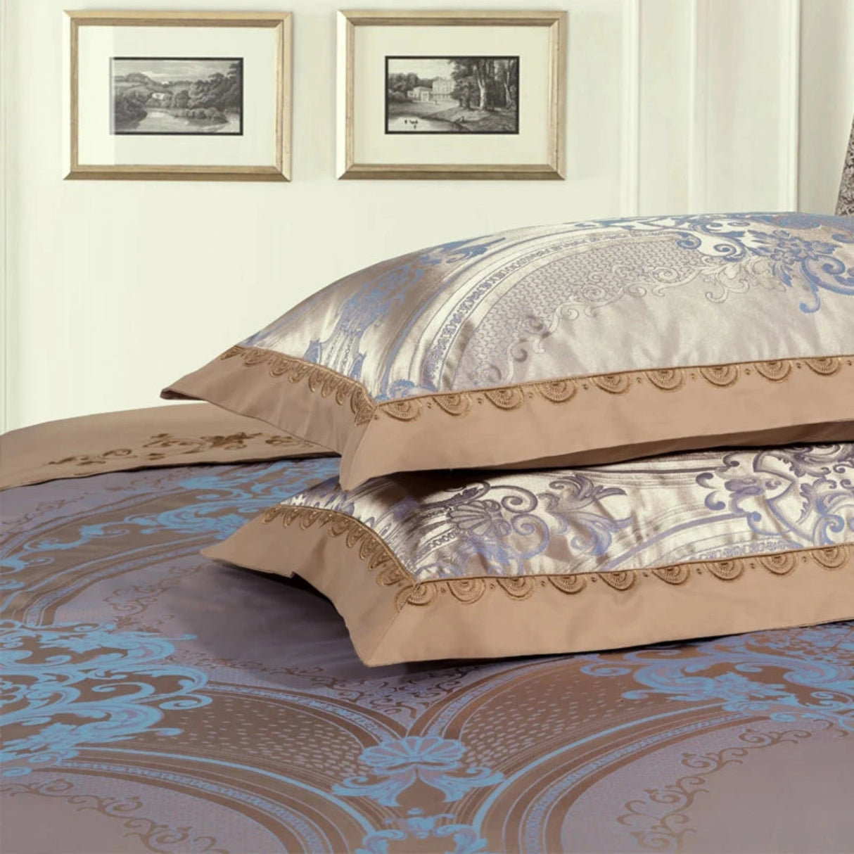 Luxury Jacquard Silk Cotton Bedding Set – King & Queen Size - Julia M LifeStyles