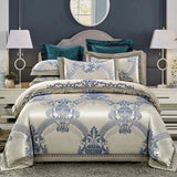 Luxury Jacquard Silk Cotton Bedding Set – King & Queen Size - Julia M LifeStyles