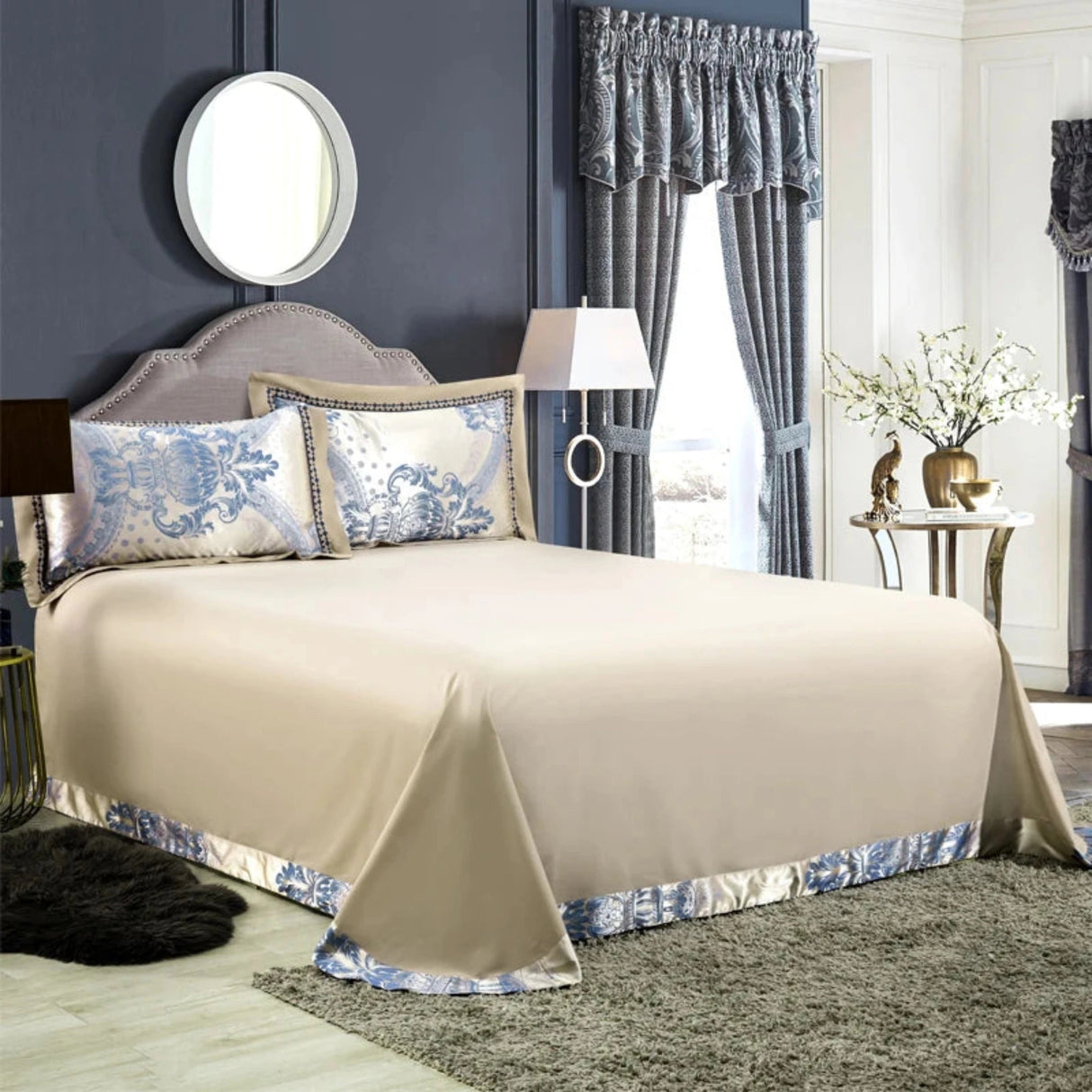 Luxury Jacquard Silk Cotton Bedding Set – King & Queen Size - Julia M LifeStyles