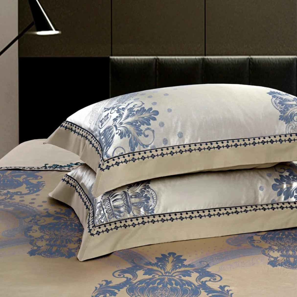 Luxury Jacquard Silk Cotton Bedding Set – King & Queen Size - Julia M LifeStyles