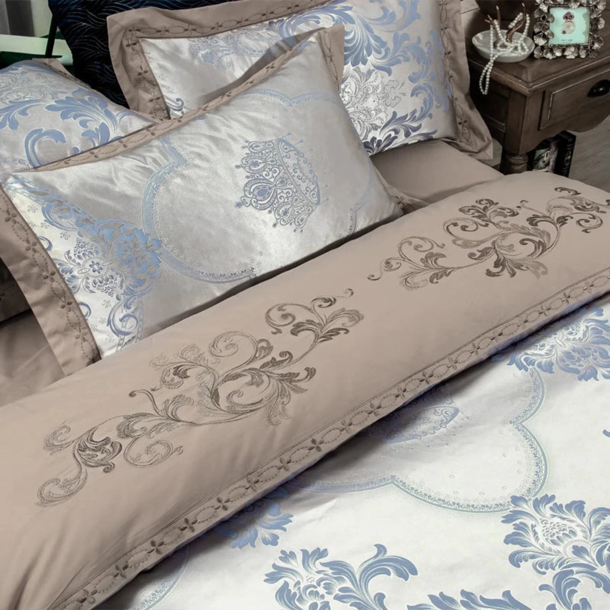 Luxury Jacquard Silk Cotton Bedding Set – King & Queen Size - Julia M LifeStyles