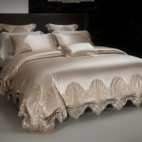 Luxury Pure Cotton Lace Bedding Set - Four - Piece European Style - Julia M LifeStyles