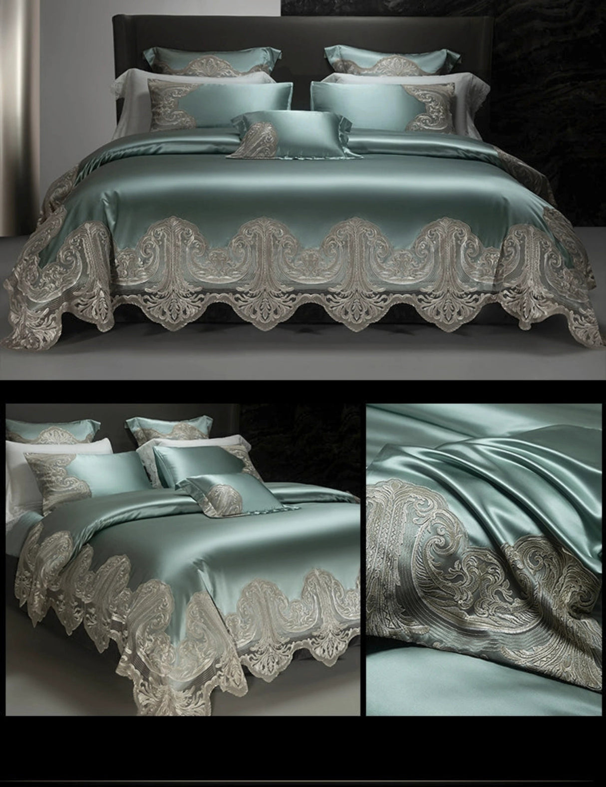 Luxury Pure Cotton Lace Bedding Set - Four - Piece European Style - Julia M LifeStyles