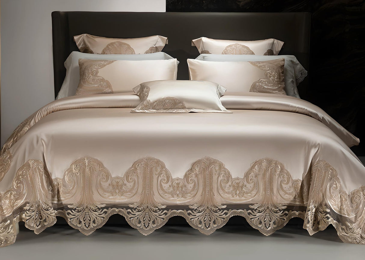 Luxury Pure Cotton Lace Bedding Set - Four - Piece European Style - Julia M LifeStyles