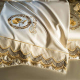 Luxury Silk and Cotton Embroidery Duvet Set 4/6Pcs - Julia M LifeStyles