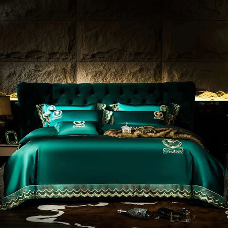 Luxury Silk and Cotton Embroidery Duvet Set 4/6Pcs - Julia M LifeStyles