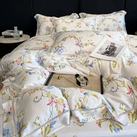Silk Floral Bedding Set Duvet cover set Julia M Home & Kitchen   
