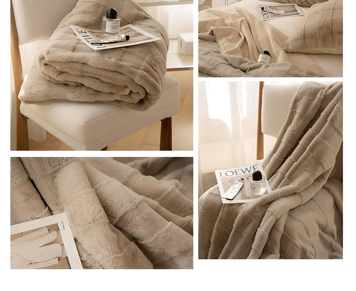 Luxury Thickened Rabbit Plush Blanket for Cozy Comfort - Julia M LifeStyles