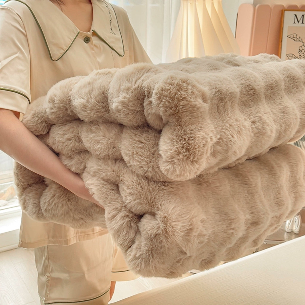 Luxury Thickened Rabbit Plush Blanket for Cozy Comfort - Julia M LifeStyles