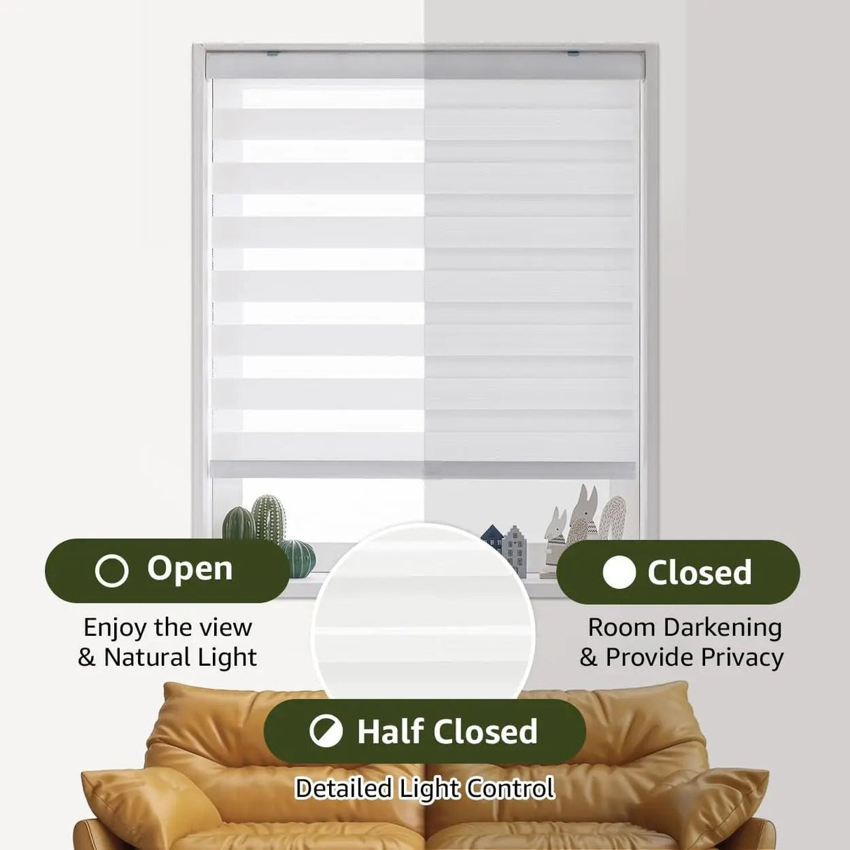 Manual Cordless Spring Zebra Blinds For Windows - Julia M LifeStyles