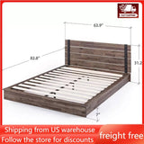 Metal and Wood Platform Bed Frames Easy to Assemble Solid Acacia Mattress Foundation Queen Bed Frame No Box Spring Required Base - Julia M LifeStyles