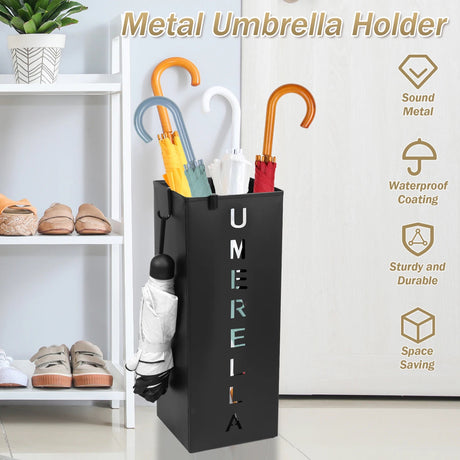 Metal Umbrella Stand Freestanding Square Mesh Umbrella Holder Decorative Umbrella Bin for Home Entryway Office Hotel Supermarket - Julia M LifeStyles